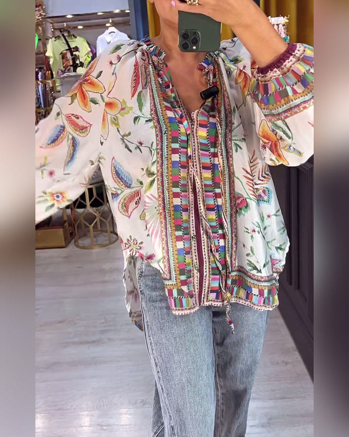 Savannah | Printed V-Neck Blouse