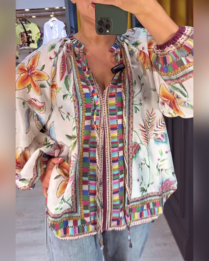 Savannah | Printed V-Neck Blouse