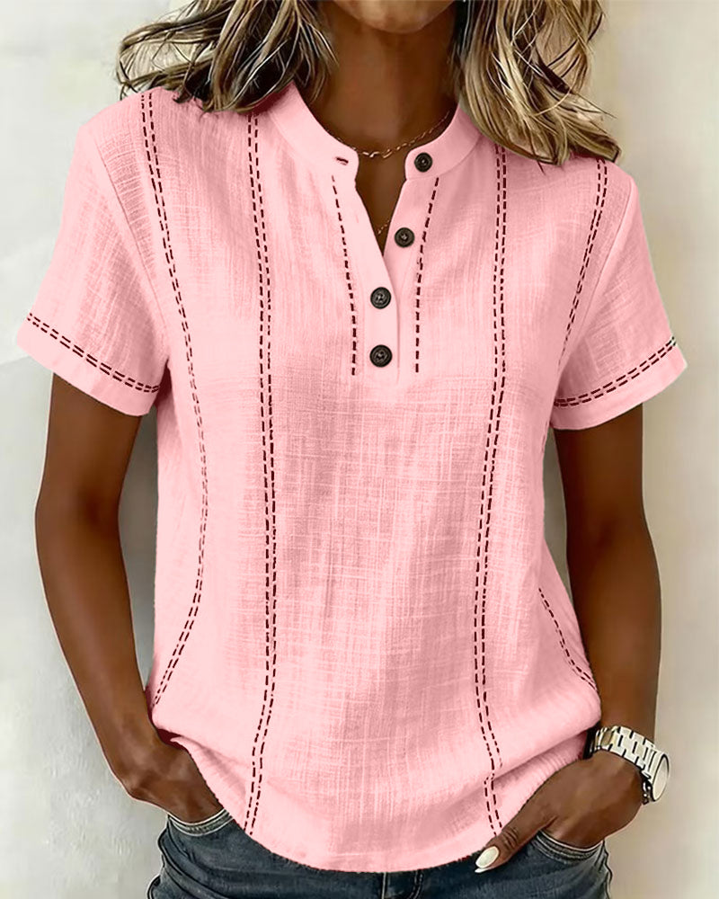 Grace | Button-Front V-Neck Tee