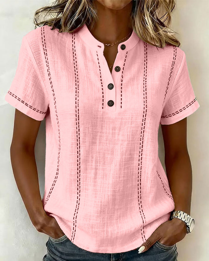 Grace | Button-Front V-Neck Tee