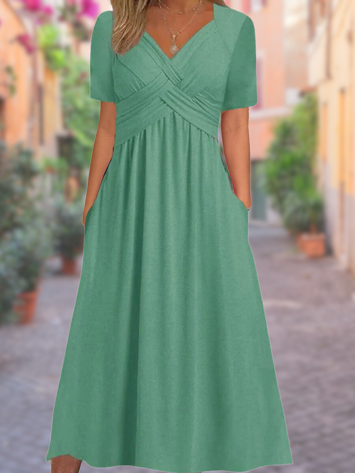 Sylvia | V-Neck Dress Covering the Stomach