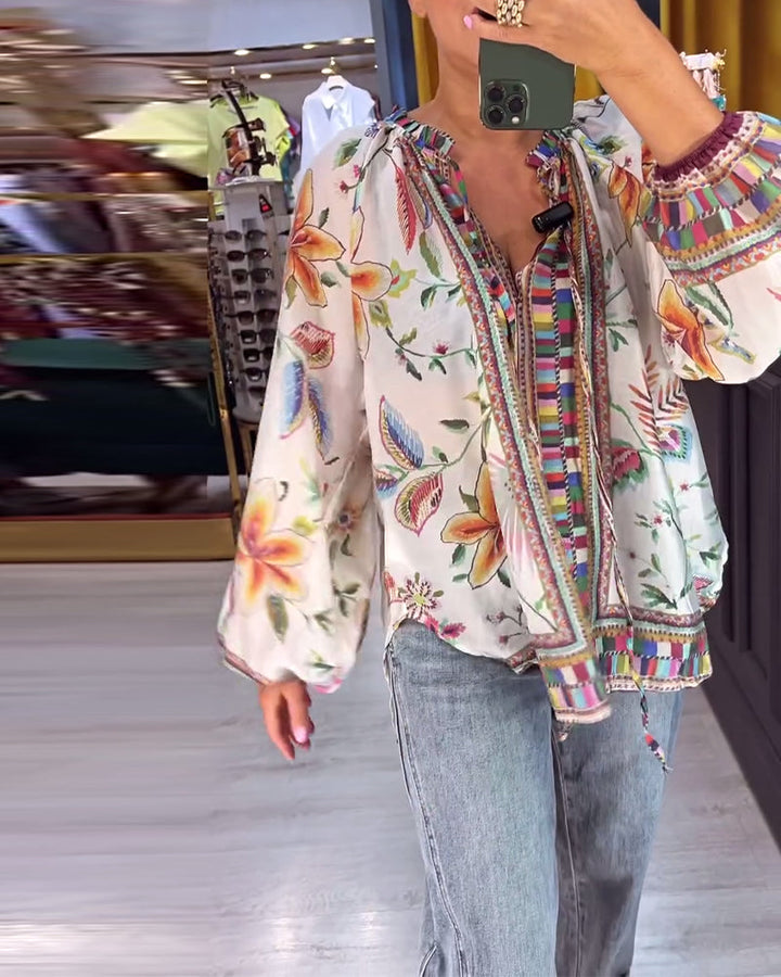 Savannah | Printed V-Neck Blouse
