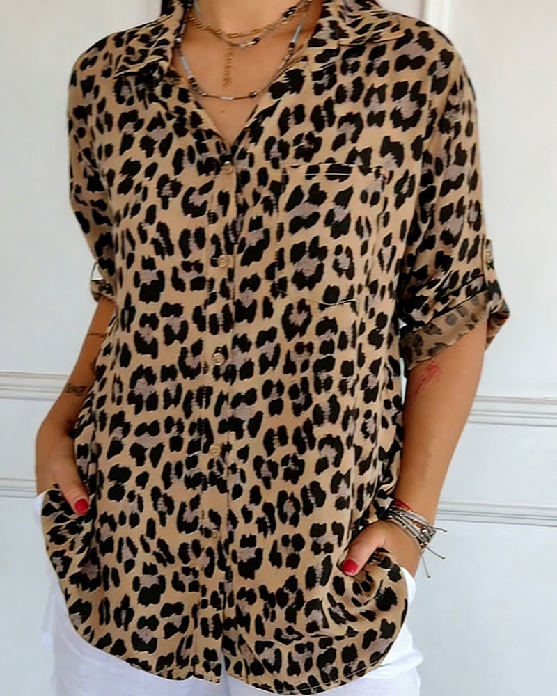 Avery | Leopard Print Button-Up Shirt