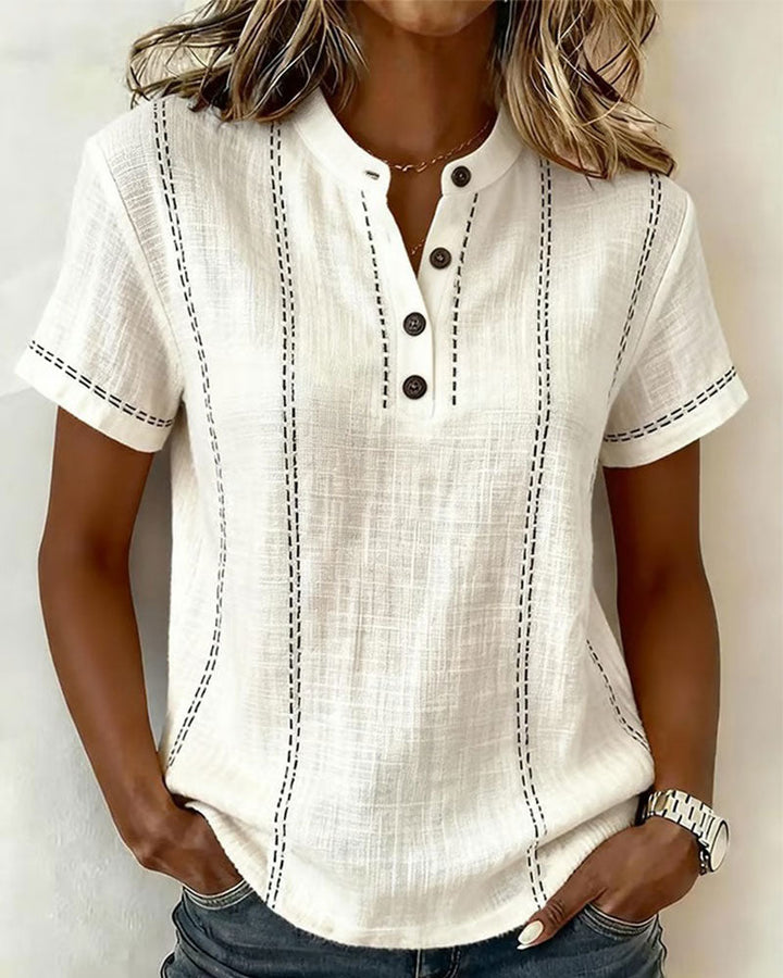 Grace | Button-Front V-Neck Tee