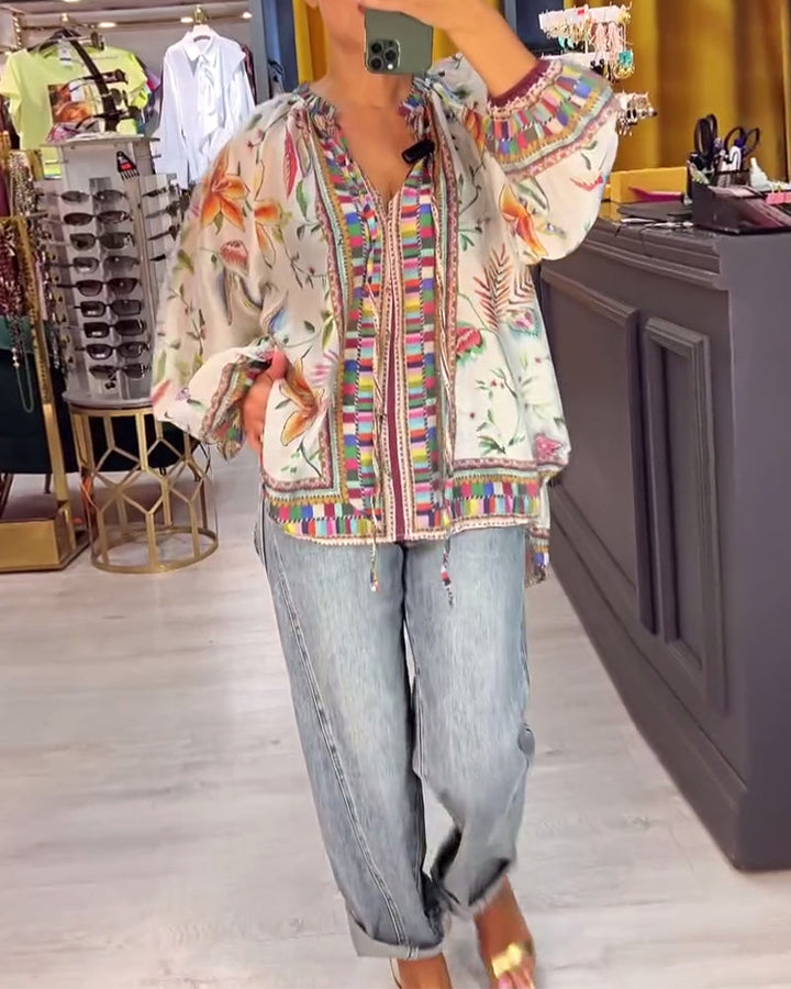 Savannah | Printed V-Neck Blouse