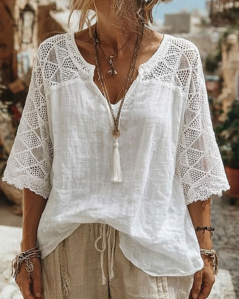 Avery | V-Neck Panel Blouse
