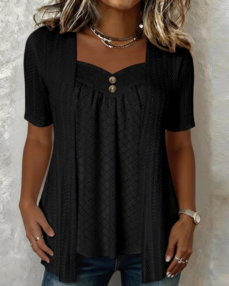 Grace | Patchwork Square-Neck Top