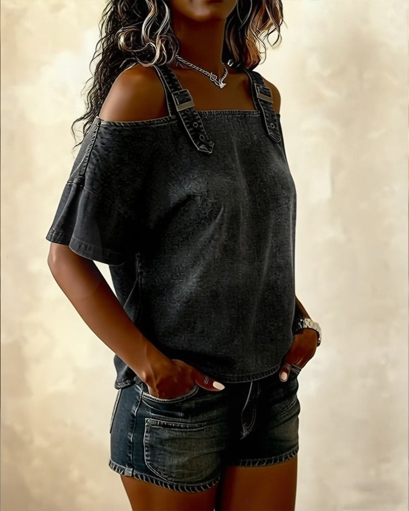 Avery | Off-Shoulder Denim Top