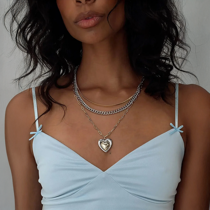 Faelya | Set of multi-layered necklaces in a two-tone design