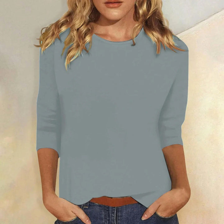 Juliet | Women's Crew Neck 3/4 Sleeve Casual Top - Blue