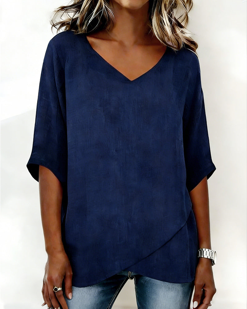 Nora | Cotton Linen V-Neck Top
