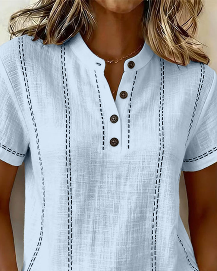 Grace | Button-Front V-Neck Tee