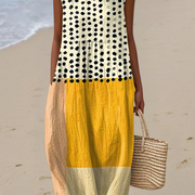 Leah | Colorblock Polka Dot Midi Dress