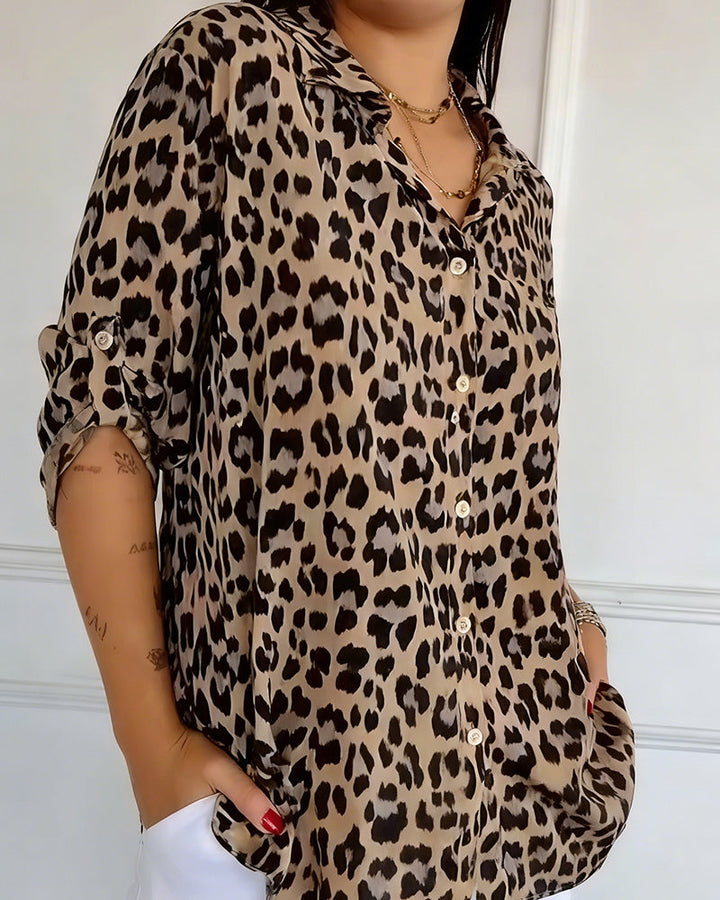 Avery | Leopard Print Button-Up Shirt