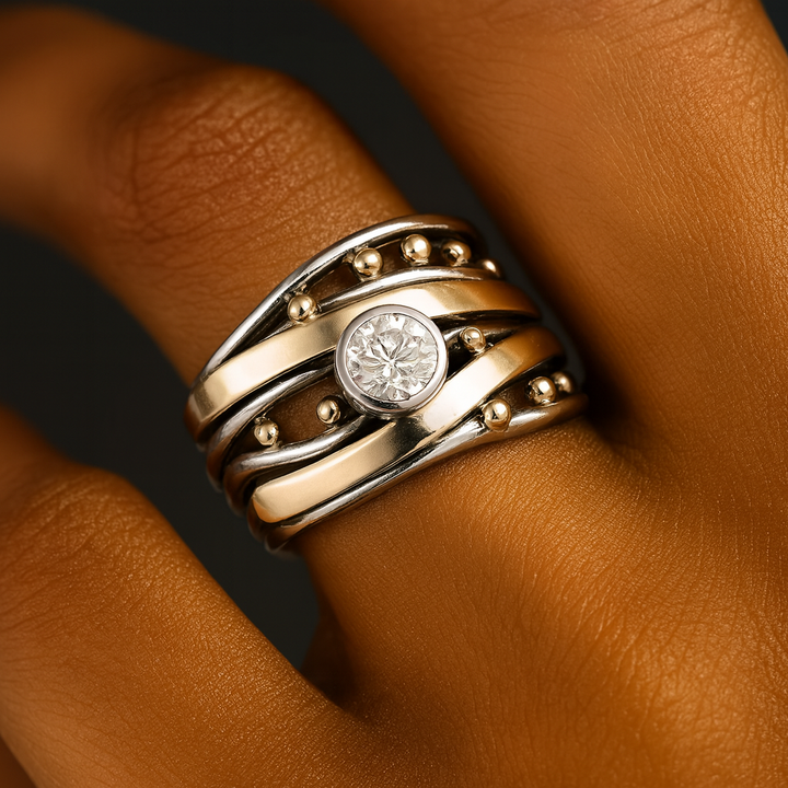 Aurevine – Mixed Metal Crystal Ring