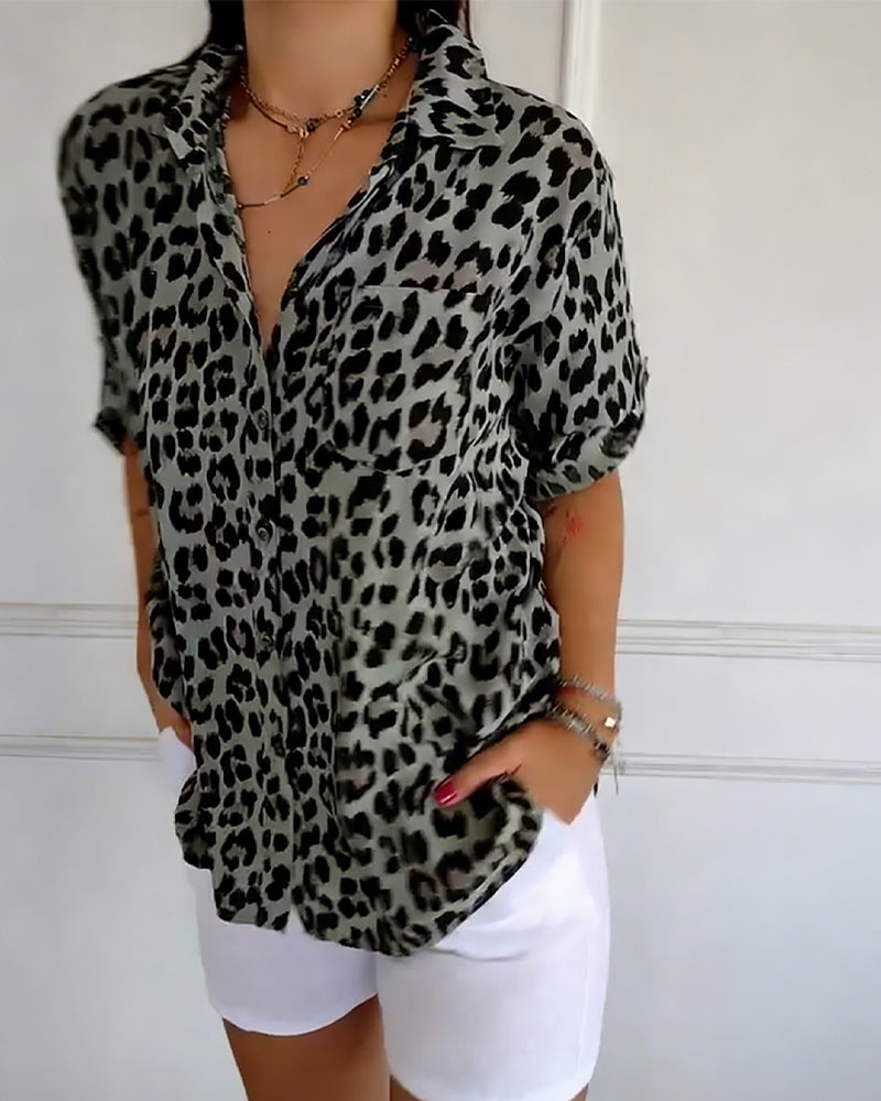 Avery | Leopard Print Button-Up Shirt