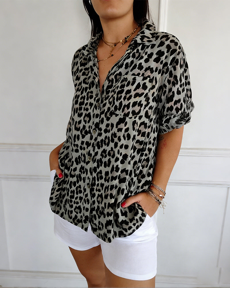 Avery | Leopard Print Button-Up Shirt