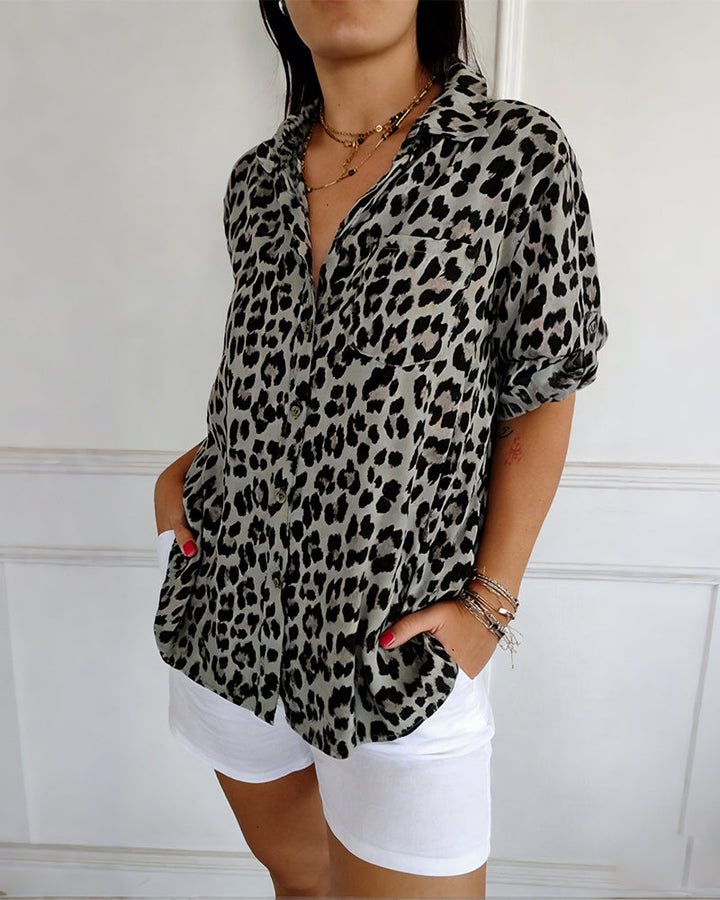 Avery | Leopard Print Button-Up Shirt
