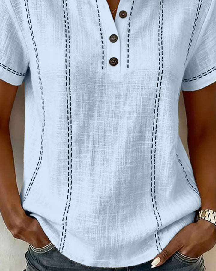 Grace | Button-Front V-Neck Tee