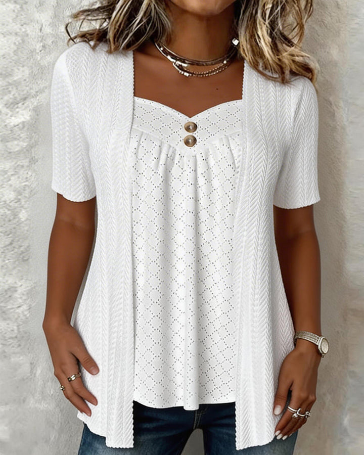 Grace | Patchwork Square-Neck Top