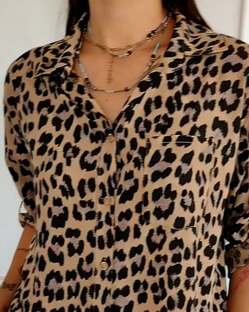 Avery | Leopard Print Button-Up Shirt