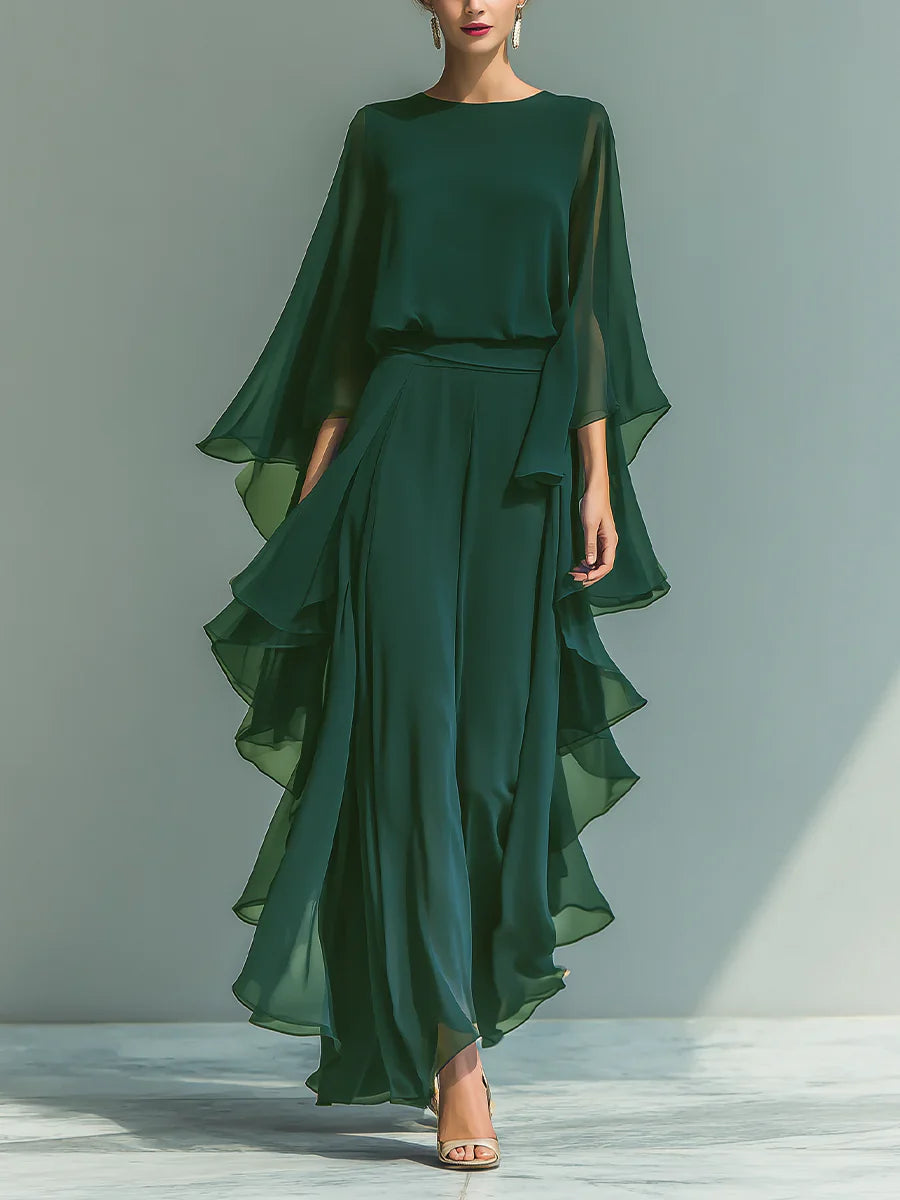 Avery | Chiffon Two-Piece Set with Ruffle Trim