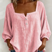 Grace | Square Neck Cotton Linen Blouse