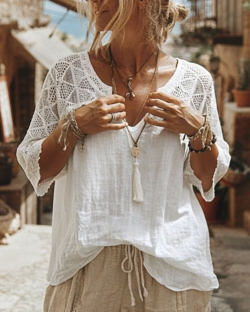 Avery | V-Neck Panel Blouse