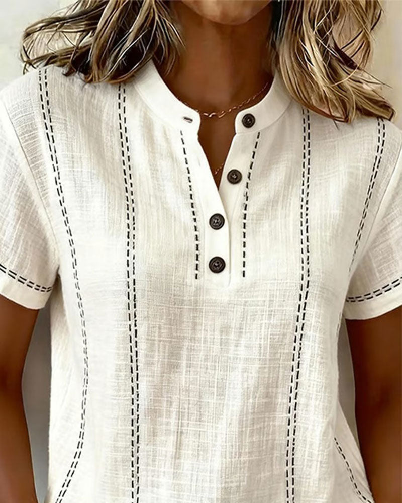 Grace | Button-Front V-Neck Tee