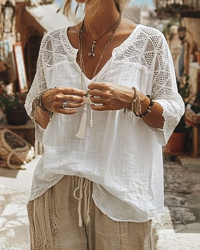 Avery | V-Neck Panel Blouse