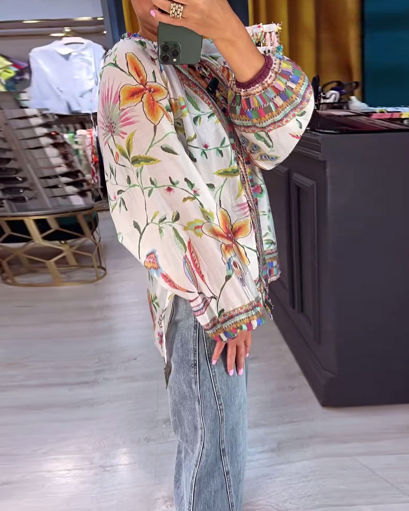 Savannah | Printed V-Neck Blouse