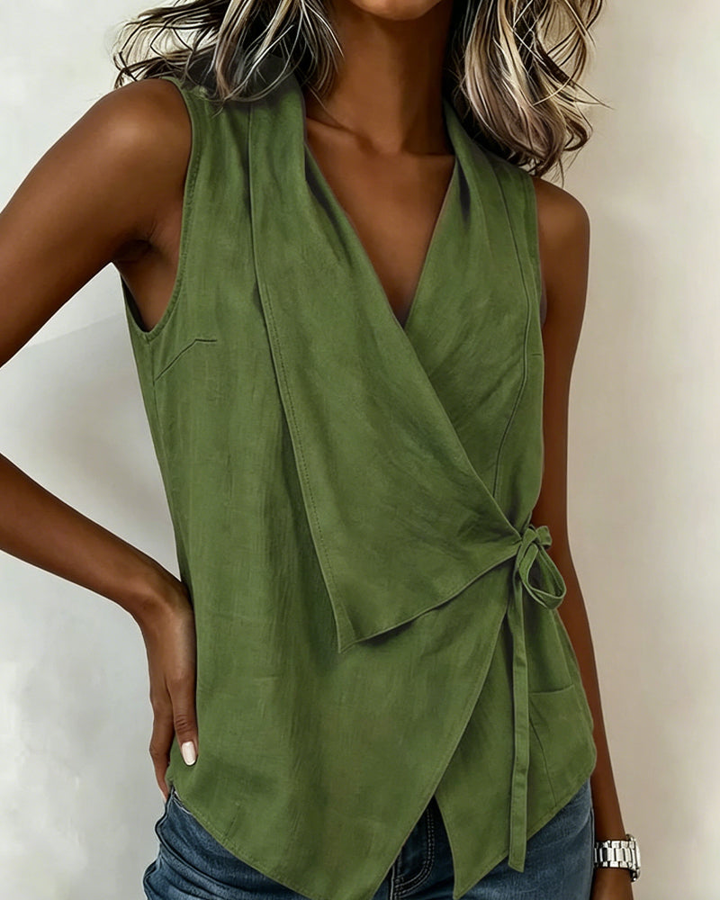 Riley | Crossover Linen Cotton Tank