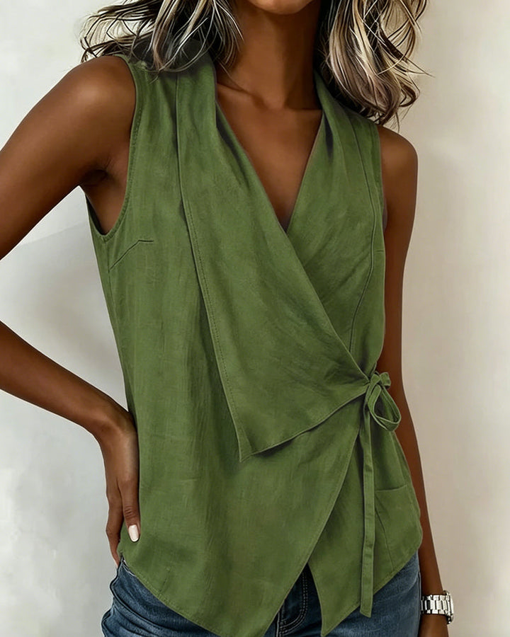 Riley | Crossover Linen Cotton Tank
