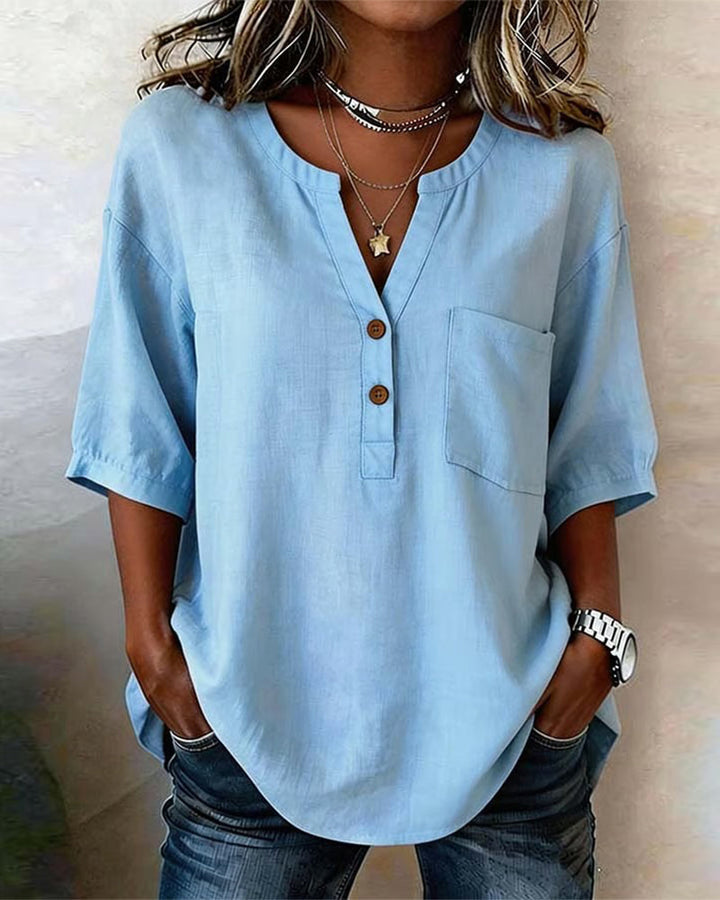 Grace | V-Neck Three-Quarter Sleeve Shirt