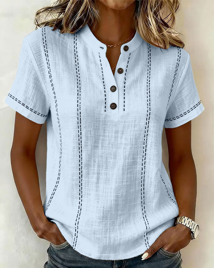 Grace | Button-Front V-Neck Tee