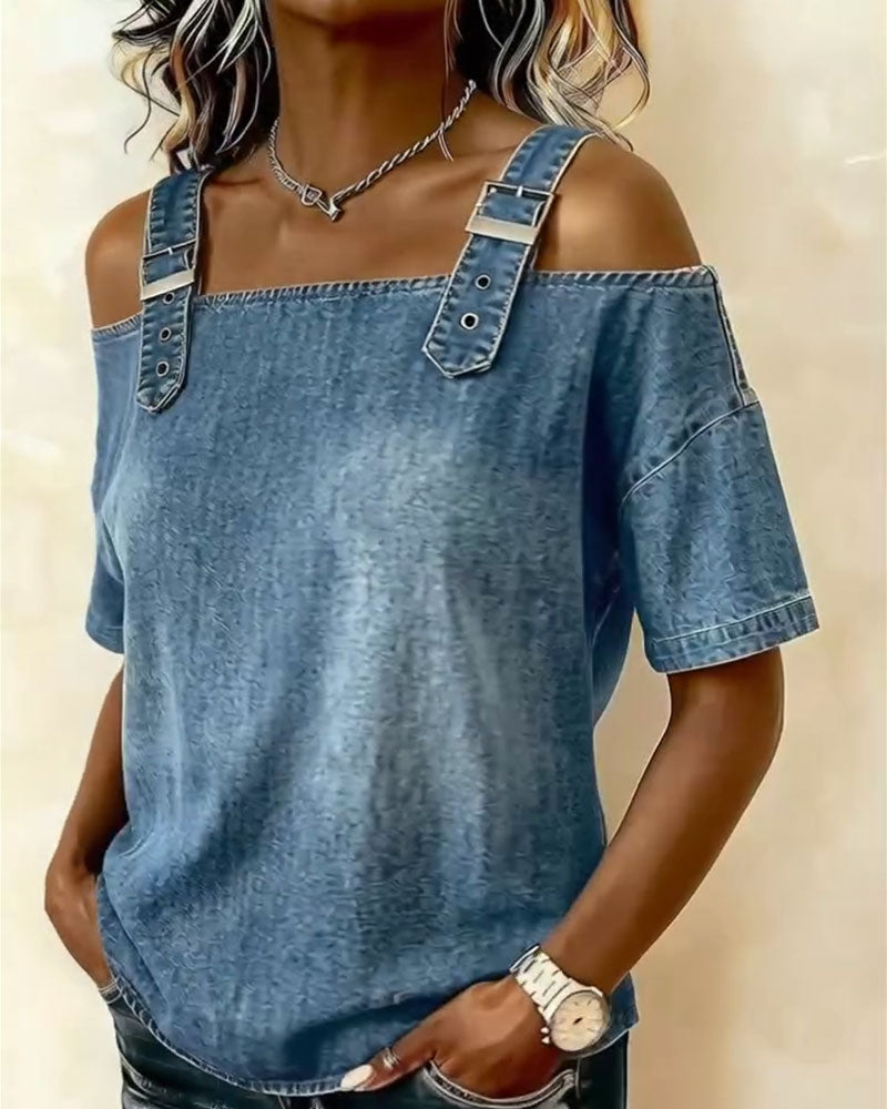 Avery | Off-Shoulder Denim Top