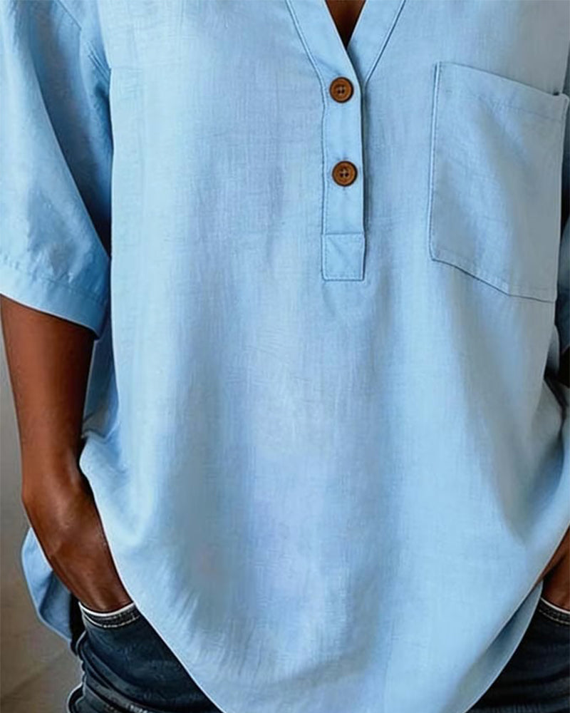 Grace | V-Neck Three-Quarter Sleeve Shirt
