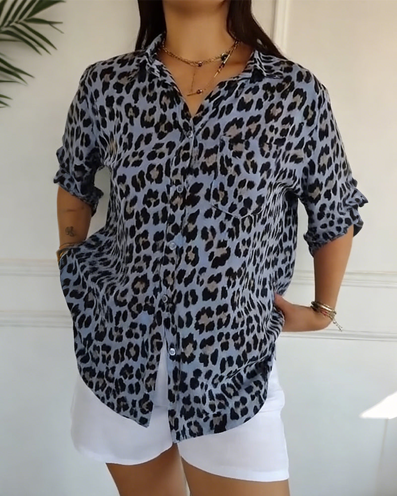Avery | Leopard Print Button-Up Shirt