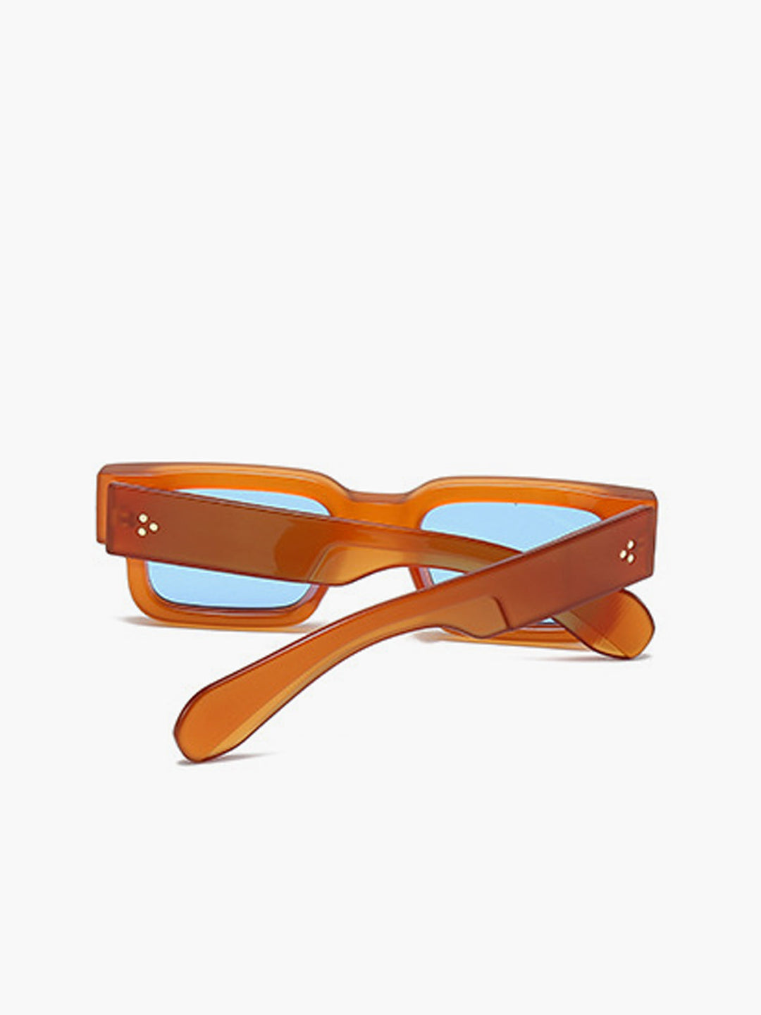 Sunglasses, transparent amber-colored frame with blue lenses, acetate, Women's