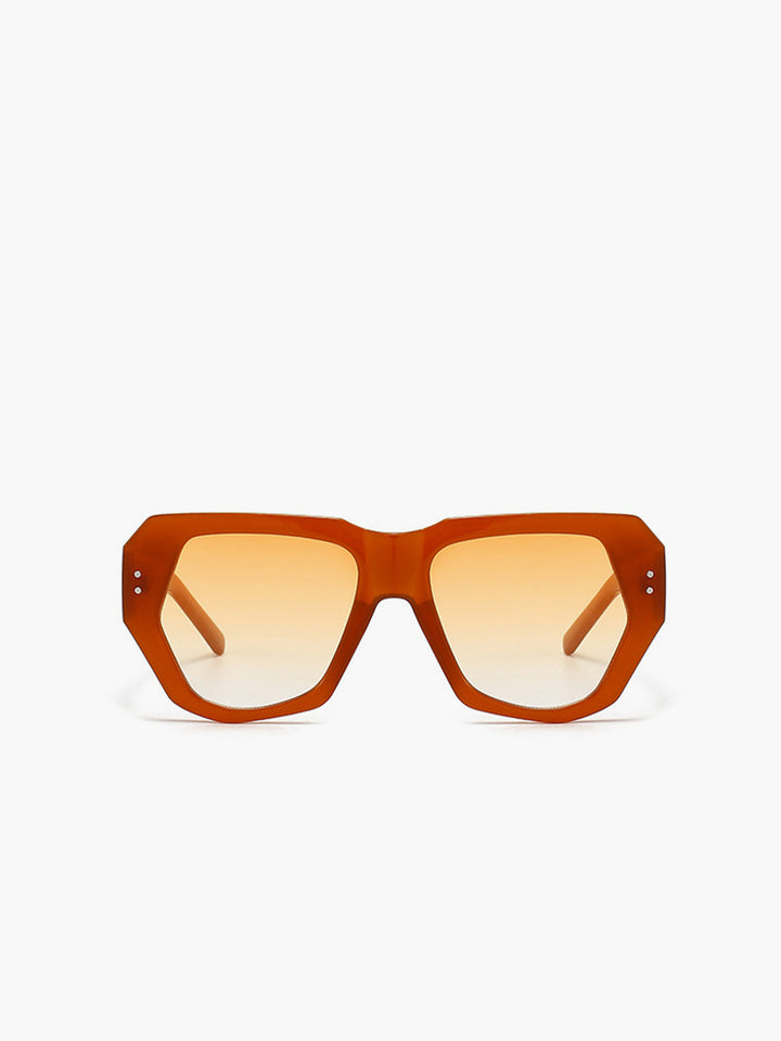 Sunglasses, light brown geometric oversized frame, acetate, women's