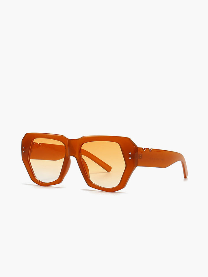 Sunglasses, light brown geometric oversized frame, acetate, women's