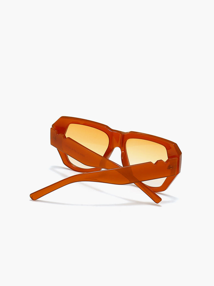 Sunglasses, light brown geometric oversized frame, acetate, women's