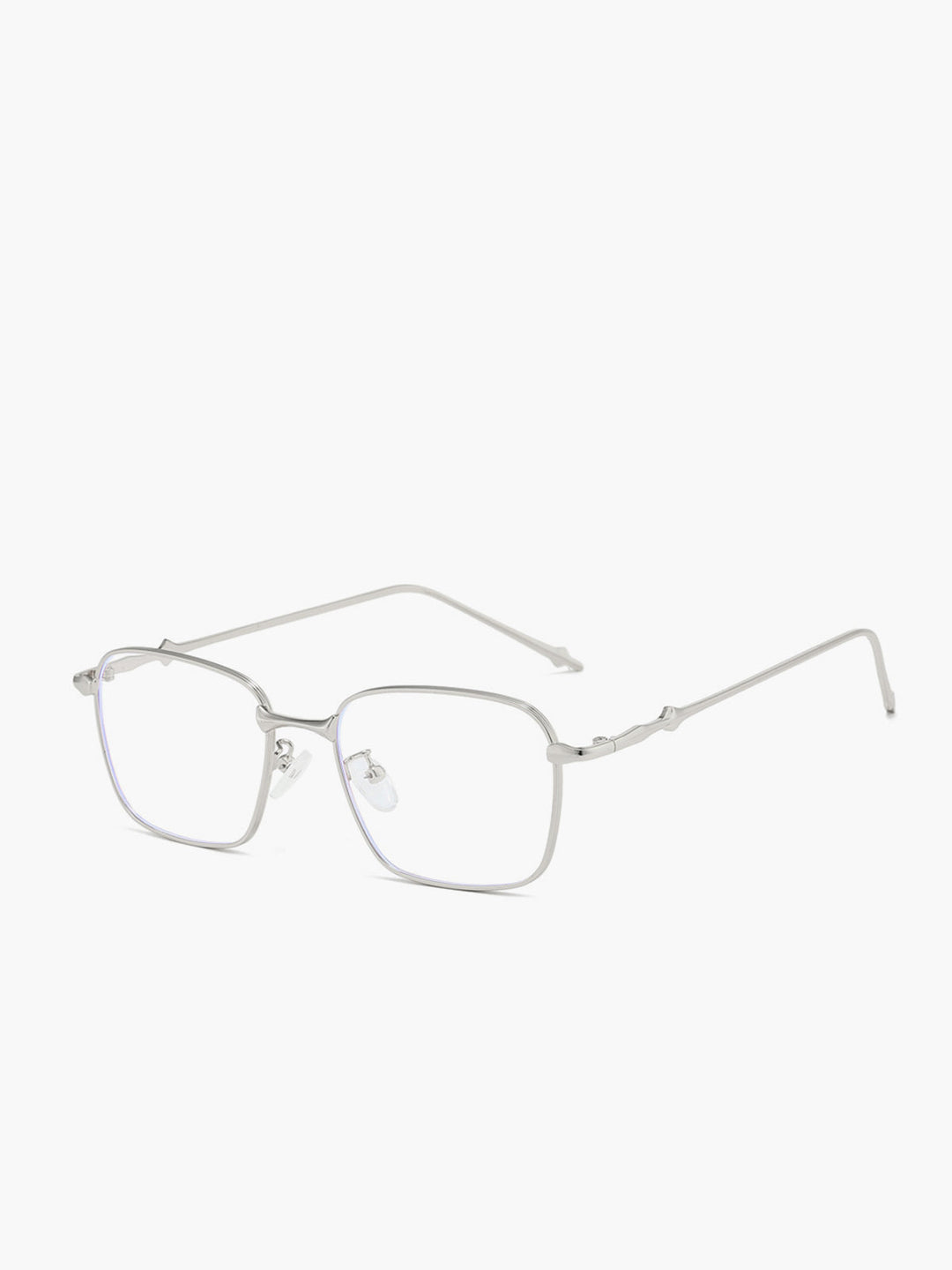 Brilliant, polished silver metal rectangular frame, Metal, Women's
