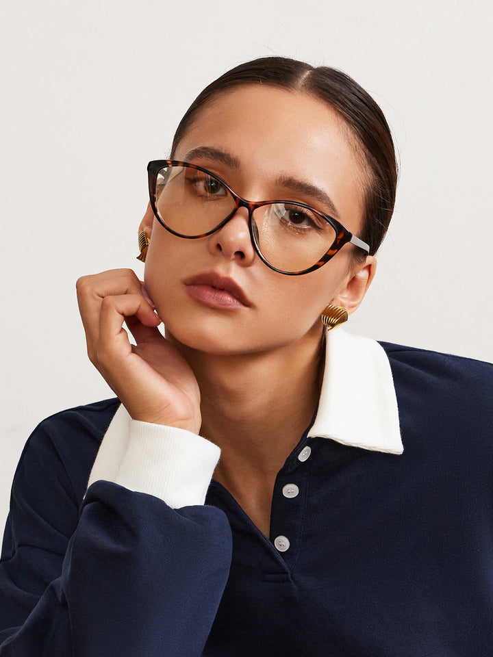 Brown Cat-Eye Glasses with Tortoiseshell, Acetate, Women