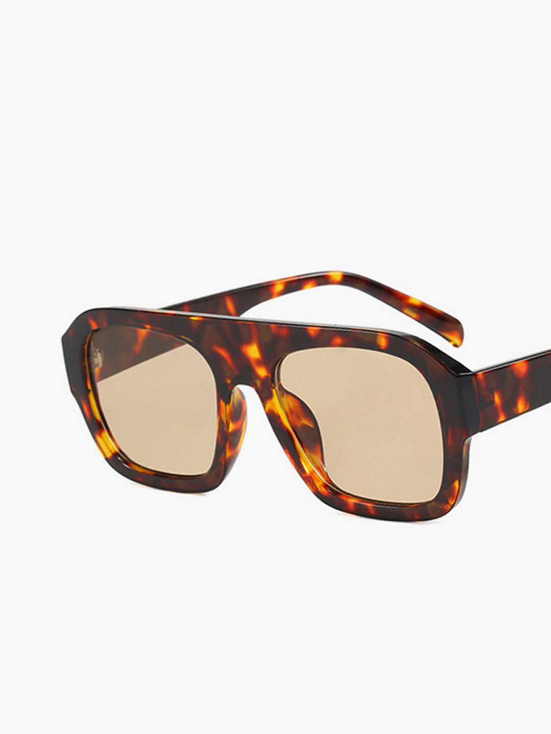 Sunglasses, flat top, oversized, chunky frame, acetate, brown or black, Women's