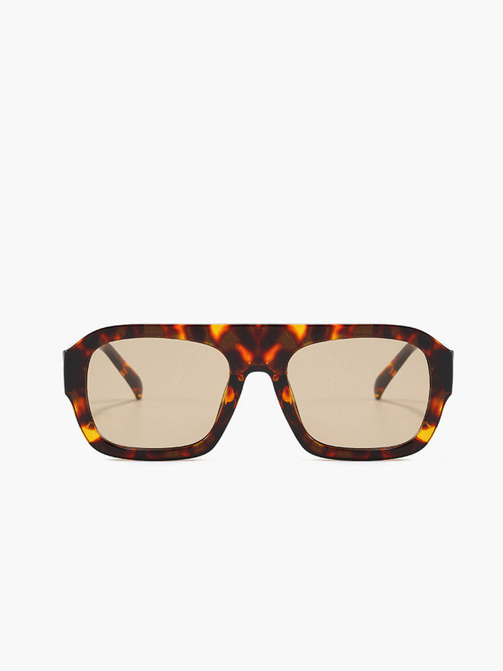 Sunglasses, flat top, oversized, chunky frame, acetate, brown or black, Women's