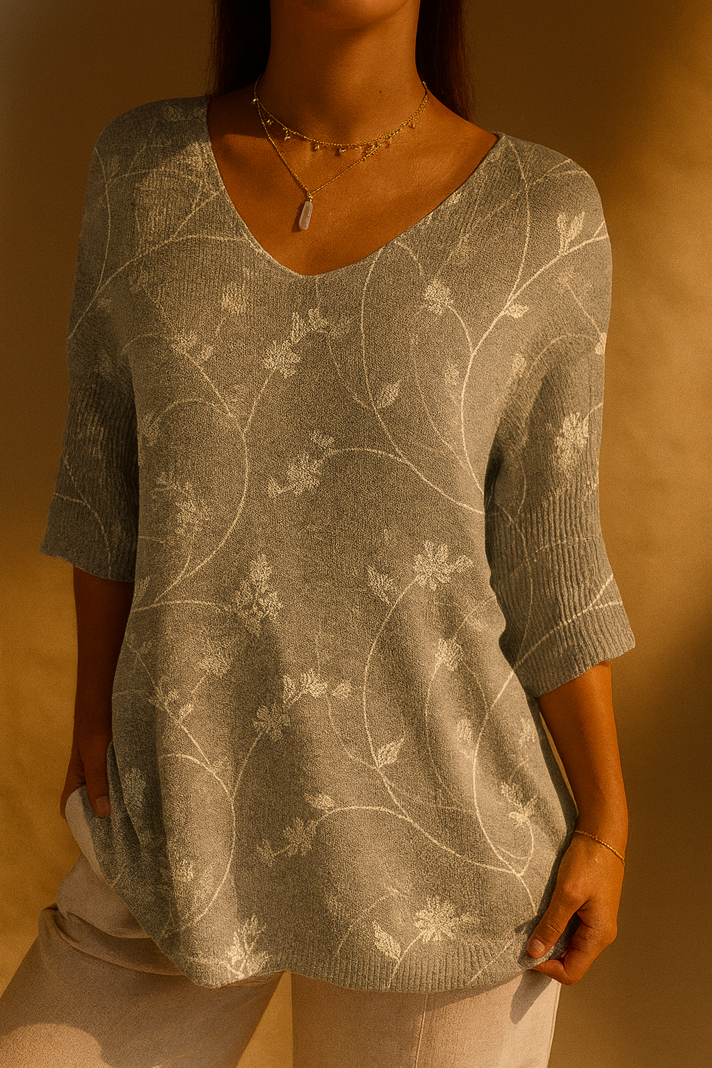 Women's Floral Pattern Sweater