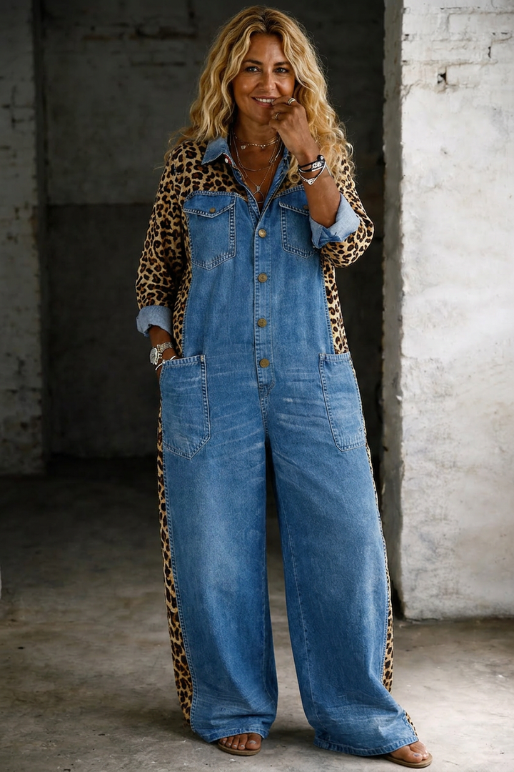 Amanda | One Piece Denim Shirt Jumpsuit