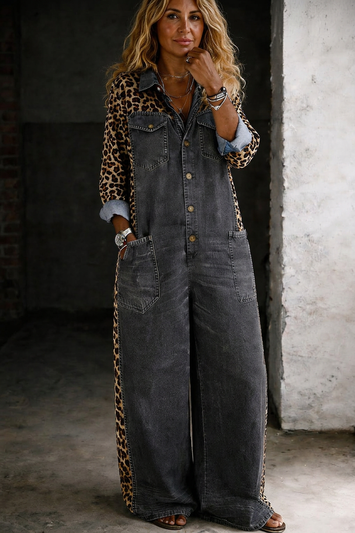 Amanda | One Piece Denim Shirt Jumpsuit