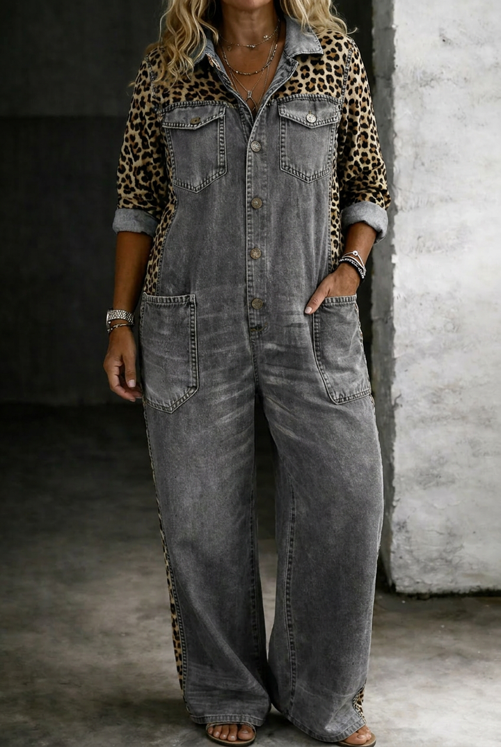 Amanda | One Piece Denim Shirt Jumpsuit